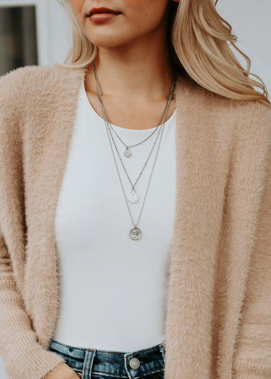 Silver Layered Coin Necklace